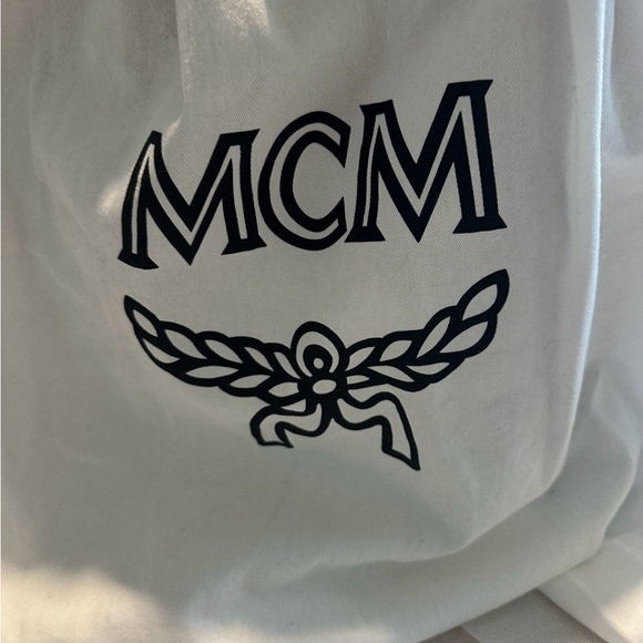 MCM Tan and White Logo Backpack - Picture 2 of 2